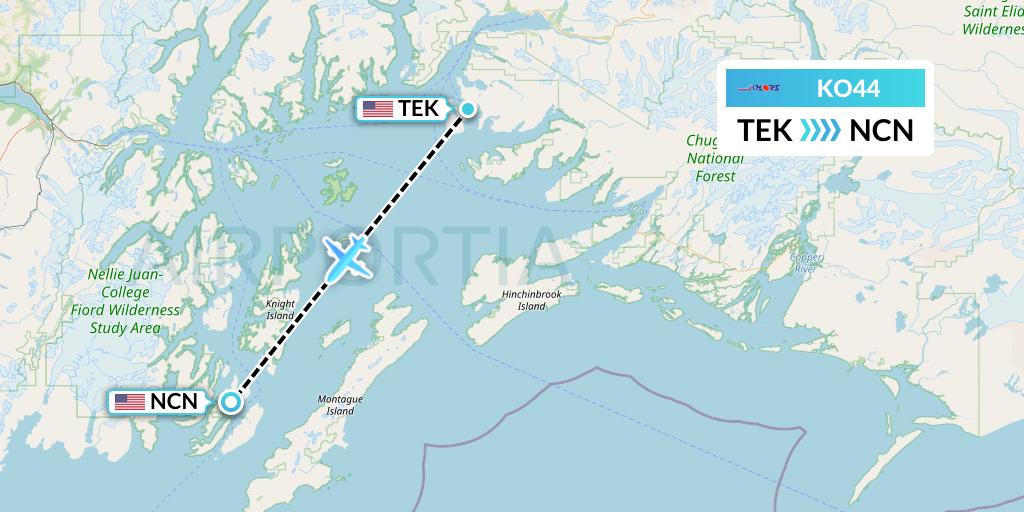 KO44 Komiaviatrans Flight Map: Tatitlek to Chenega