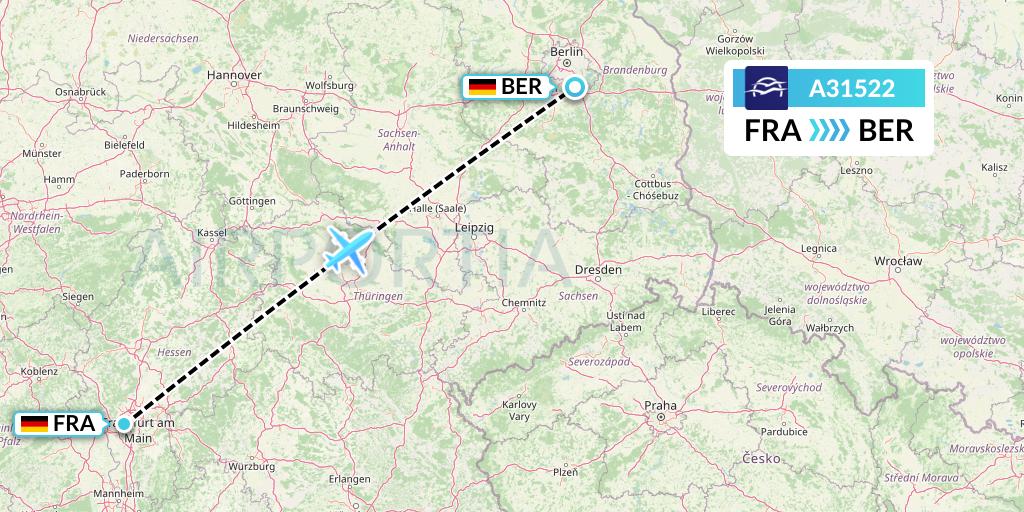 A31522 Aegean Airlines Flight Map: Frankfurt to Berlin