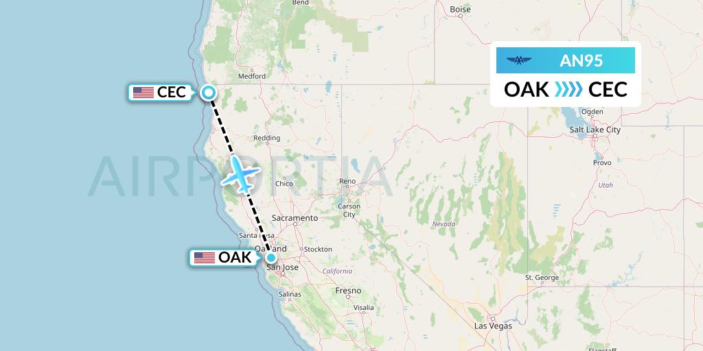 AN95 Advanced Air Flight Map: Oakland to Crescent City