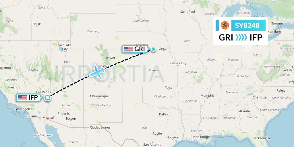 SY8248 Sun Country Airlines Flight Map: Grand Island to Bullhead City