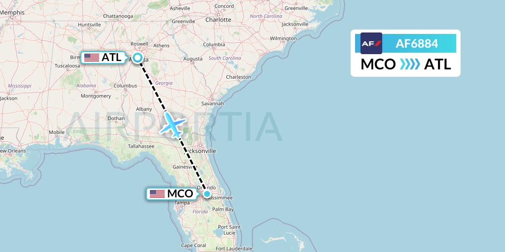 AF6884 Air France Flight Map: Orlando to Atlanta