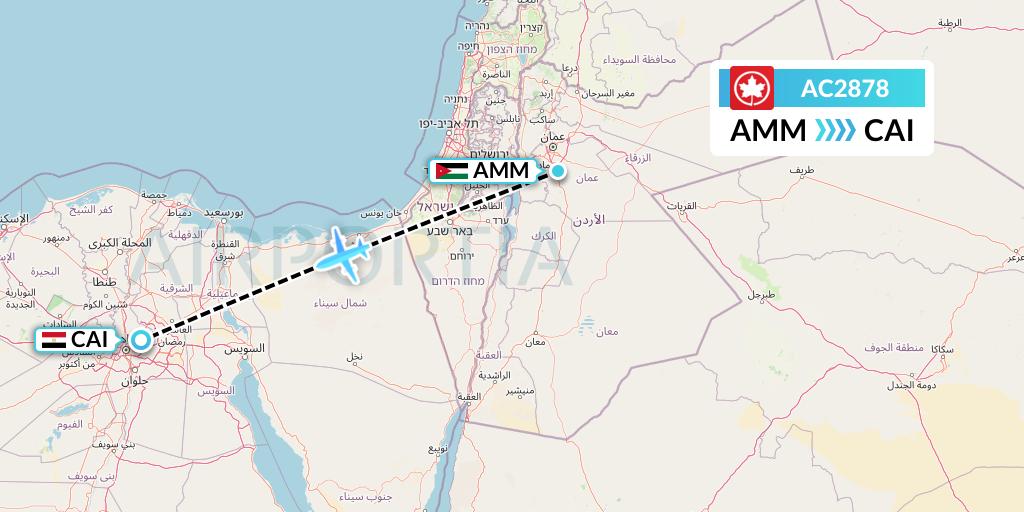 AC2878 Air Canada Flight Map: Amman to Cairo
