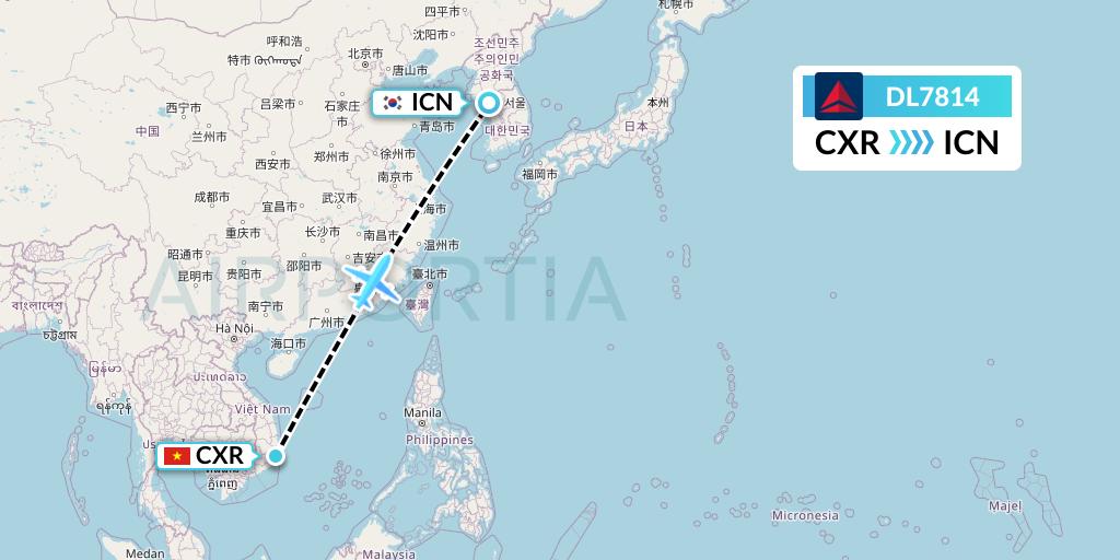 DL7814 Delta Air Lines Flight Map: Nha Trang to Seoul