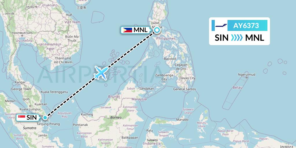 AY6373 Finnair Flight Map: Singapore to Manila