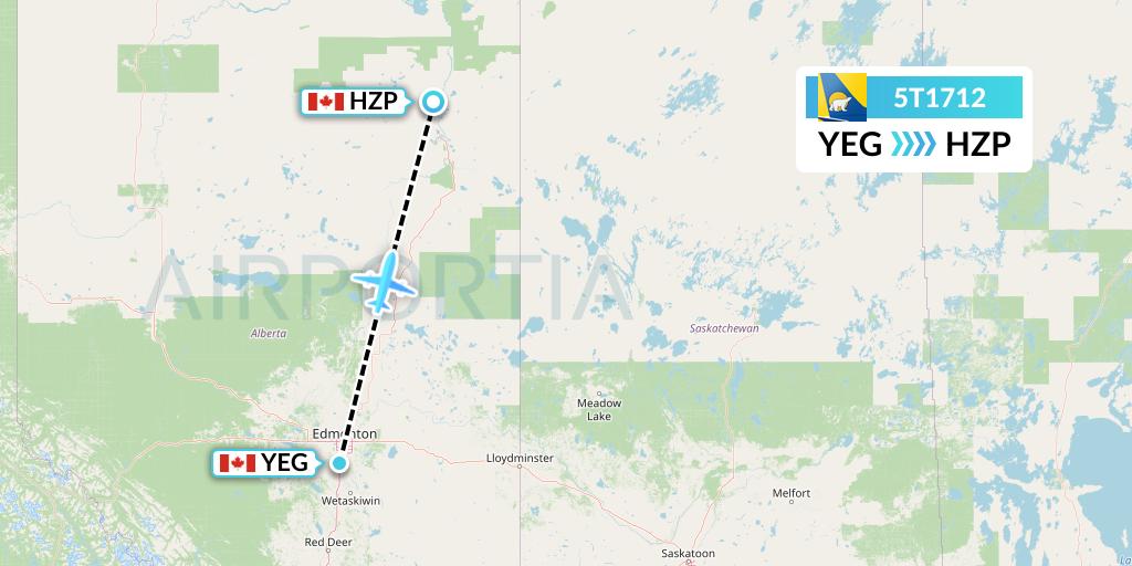 5T1712 Canadian North Flight Map: Edmonton to Fort MacKay