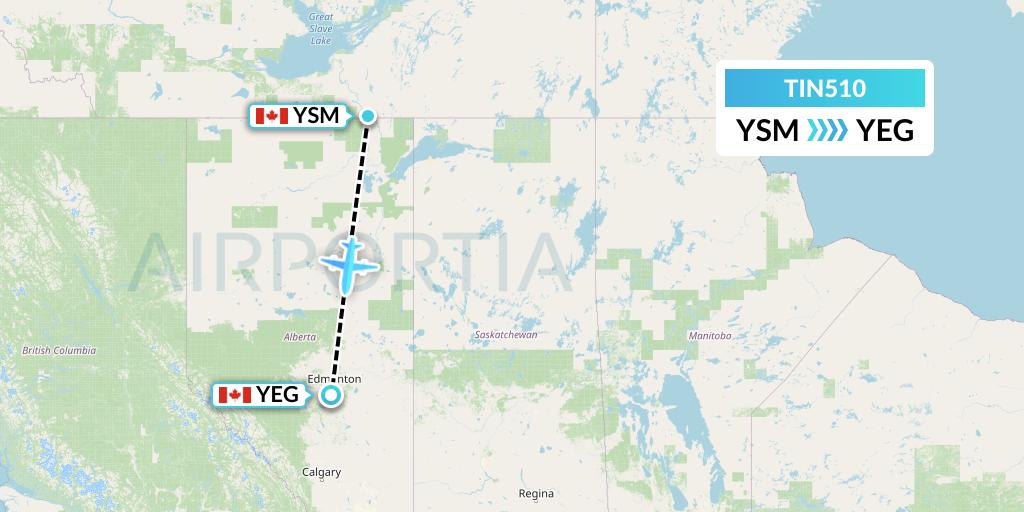 TIN510 Air Tindi Flight Map: Fort Smith to Edmonton