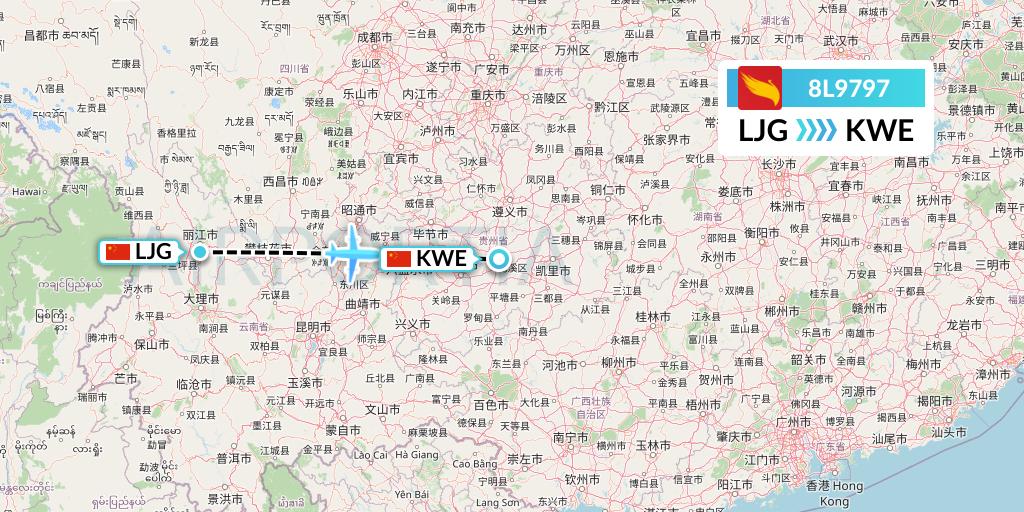 8L9797 Lucky Air Flight Map: Lijiang to Guiyang