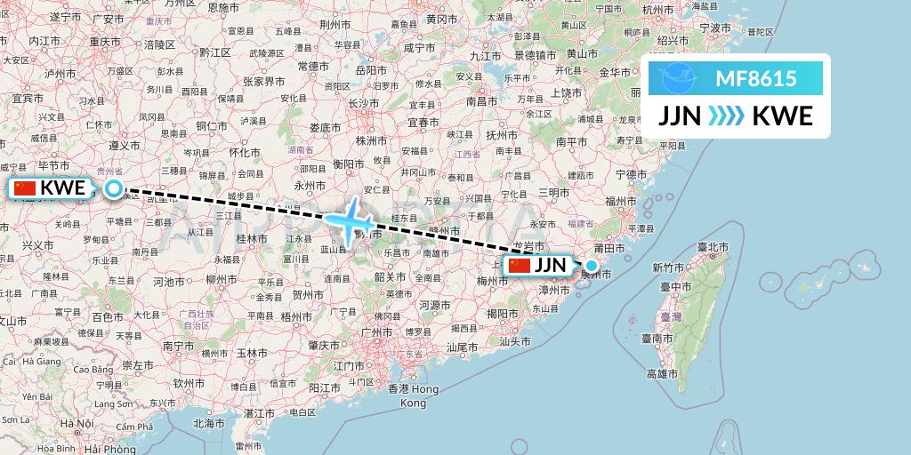 MF8615 Xiamen Airlines Flight Map: Jinjiang to Guiyang