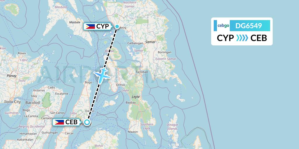 DG6549 Cebgo Flight Map: Calbayog to Cebu