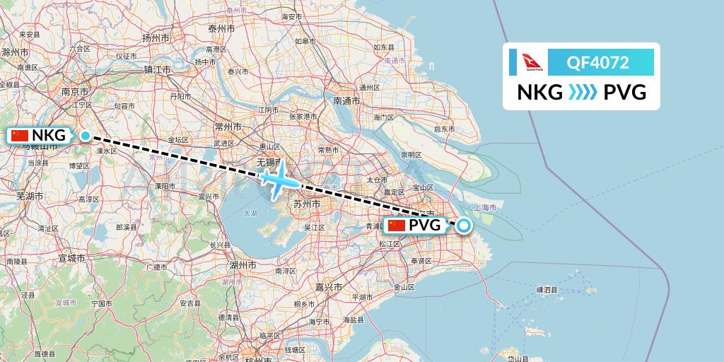 QF4072 Qantas Flight Map: Nanjing to Shanghai