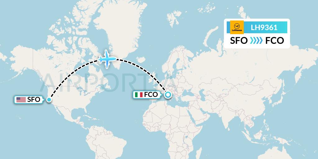 LH9361 Lufthansa Flight Map: San Francisco to Rome