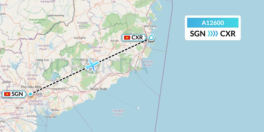 A12600 A.p.g. Distribution Systems Flight Map: Ho Chi Minh City to Nha Trang