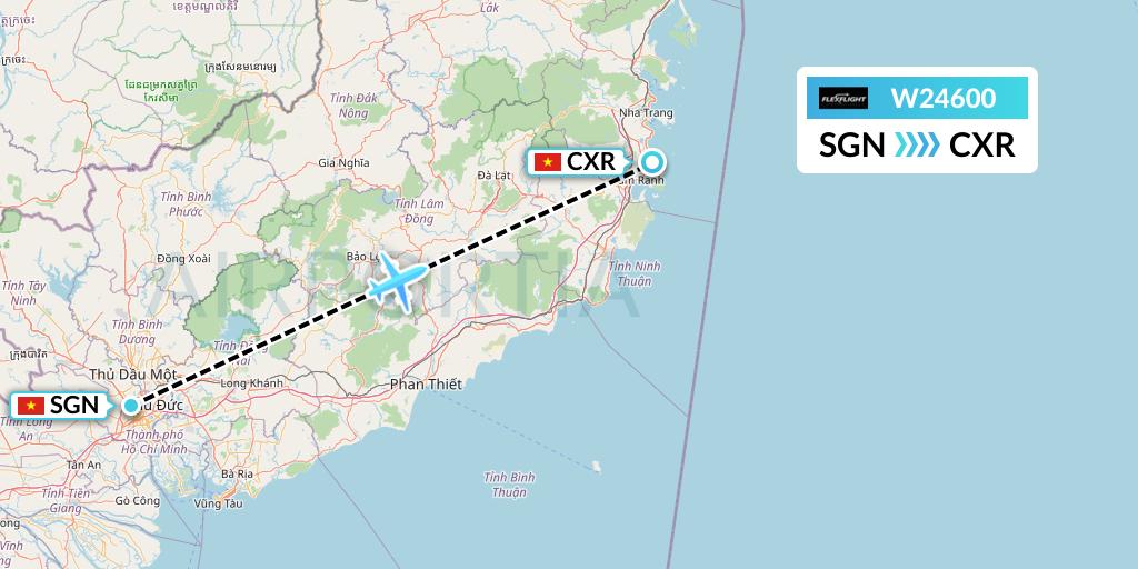 W24600 Flex Flight Flight Map: Ho Chi Minh City to Nha Trang