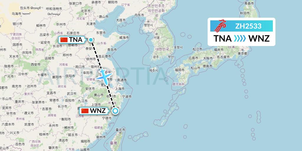 ZH2533 Shenzhen Airlines Flight Map: Jinan to Wenzhou