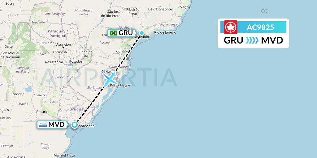 AC9825 Air Canada Flight Map: Sao Paulo to Montevideo
