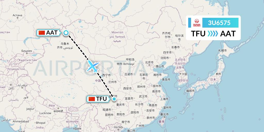 3U6575 Sichuan Airlines Flight Map: Chengdu to Altay
