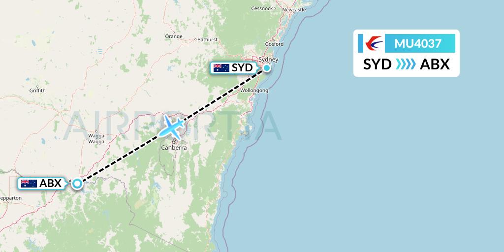 MU4037 China Eastern Airlines Flight Map: Sydney to Albury