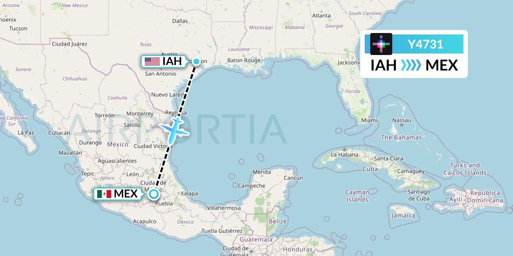 Y4731 Volaris Flight Map: Houston to Mexico City