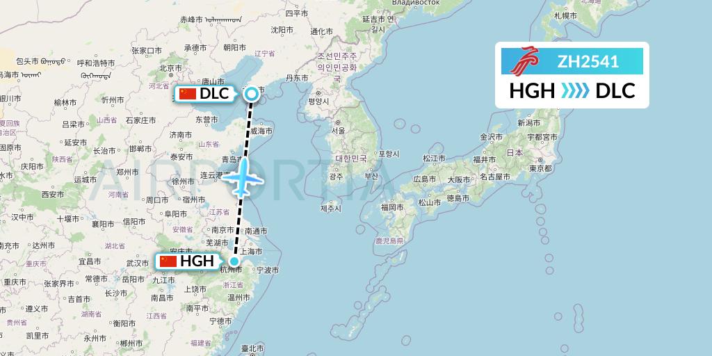ZH2541 Shenzhen Airlines Flight Map: Hangzhou to Dalian