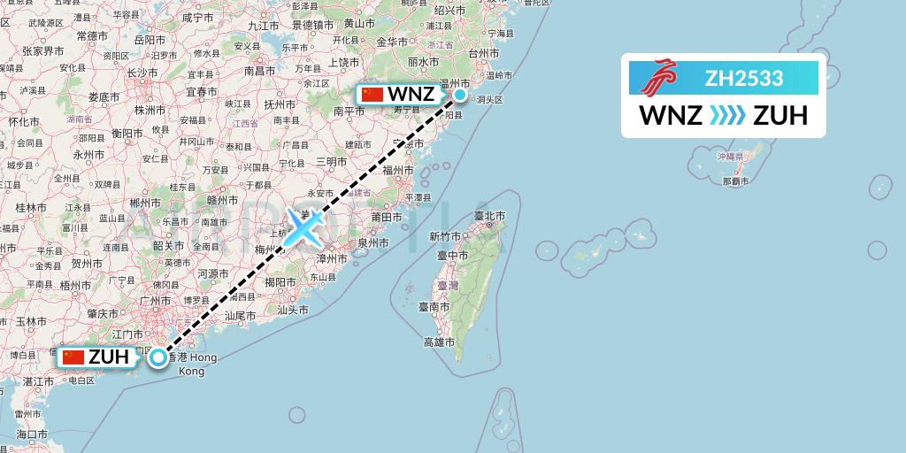 ZH2533 Shenzhen Airlines Flight Map: Wenzhou to Zhuhai