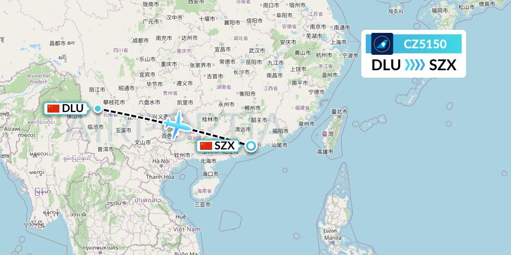 CZ5150 China Southern Airlines Flight Map: Dali to Shenzhen