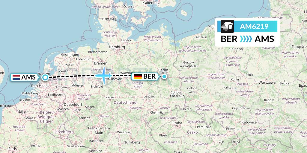 AM6219 Aeromexico Flight Map: Berlin to Amsterdam
