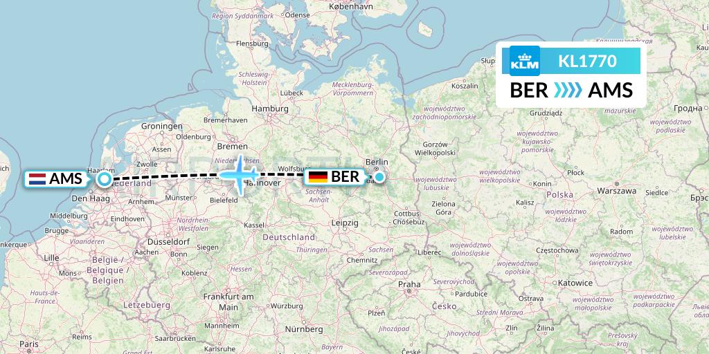 KL1770 KLM Flight Map: Berlin to Amsterdam