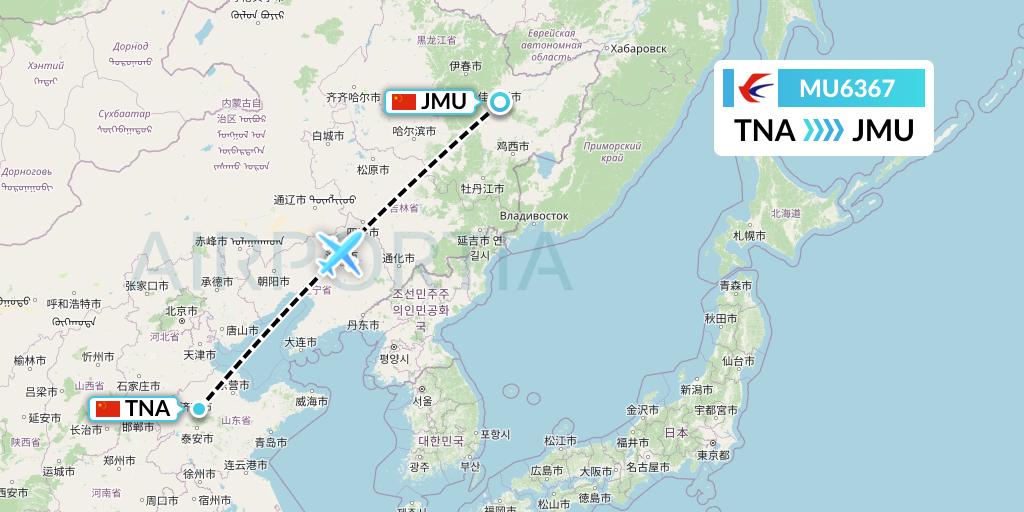 MU6367 China Eastern Airlines Flight Map: Jinan to Jiamusi