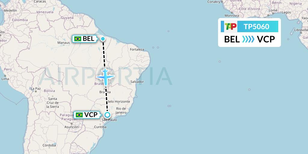 TP5060 TAP Portugal Flight Map: Belem to Campinas