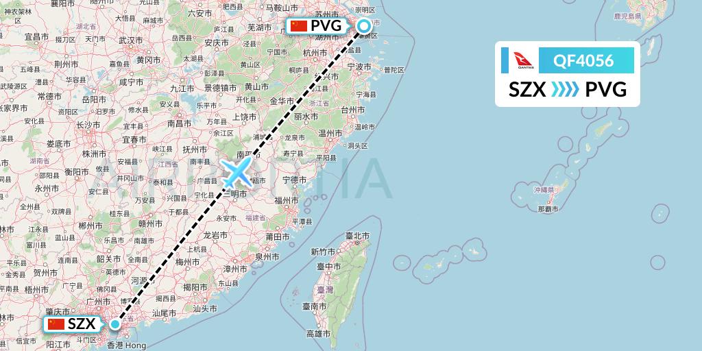 QF4056 Qantas Flight Map: Shenzhen to Shanghai