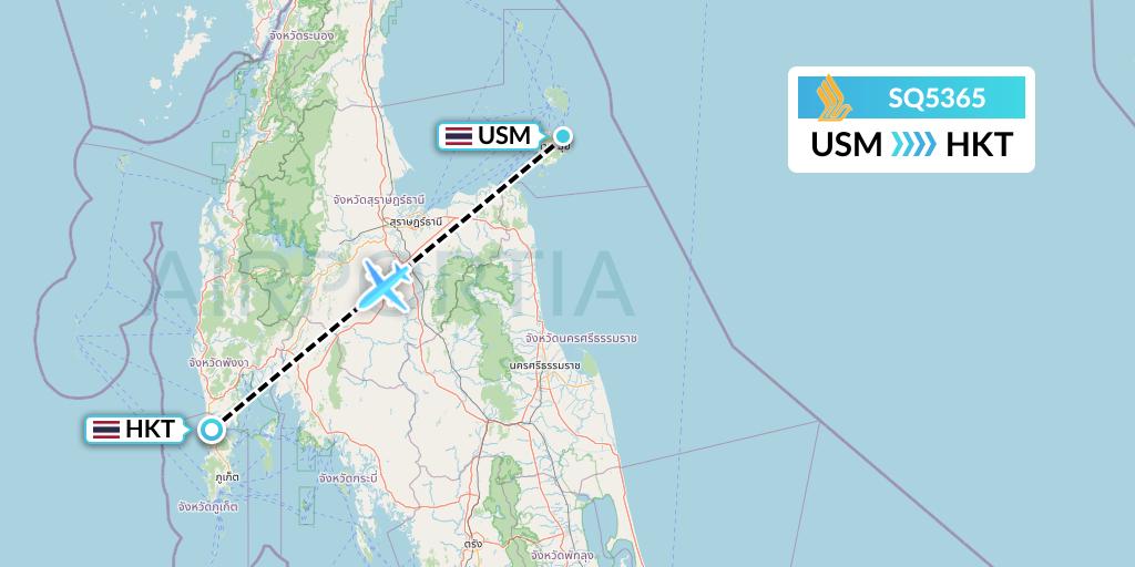 SQ5365 Singapore Airlines Flight Map: Koh Samui to Phuket