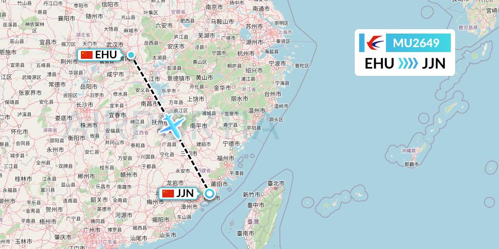 MU2649 China Eastern Airlines Flight Map: Wuhan to Jinjiang
