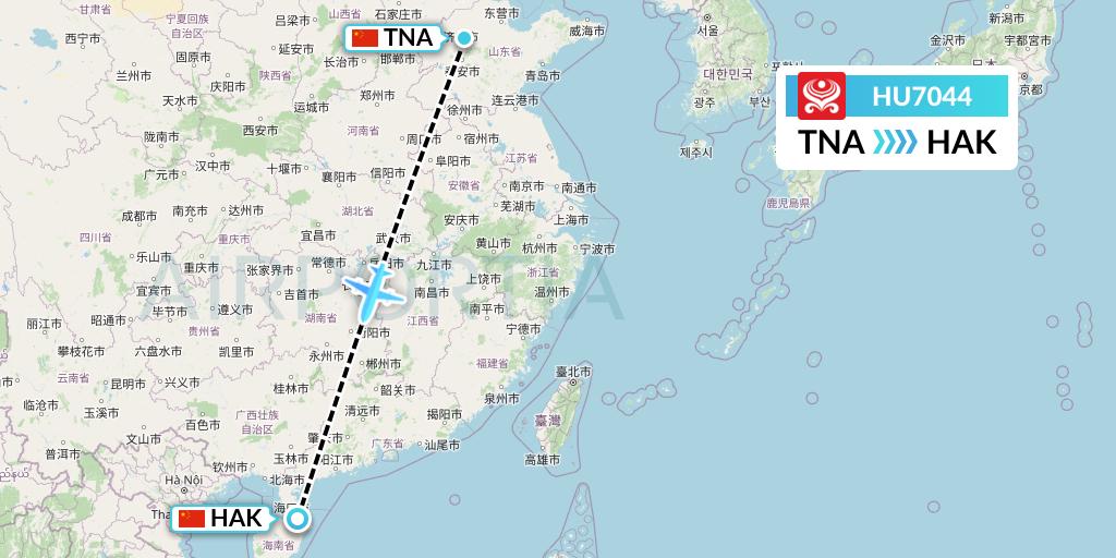 HU7044 Hainan Airlines Flight Map: Jinan to Haikou