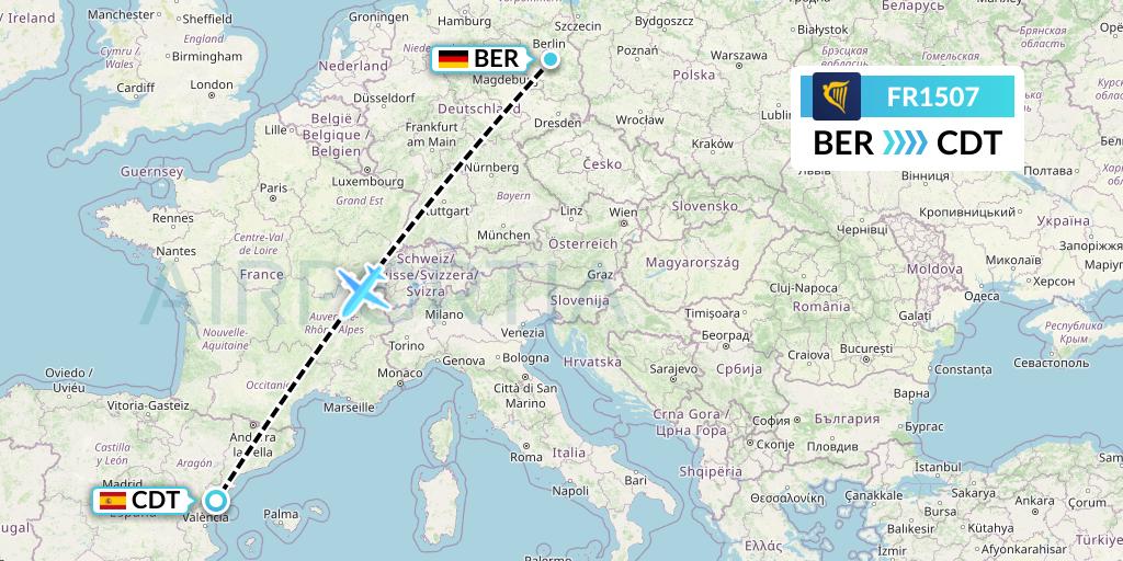 FR1507 Ryanair Flight Map: Berlin to Castellon de la Plana