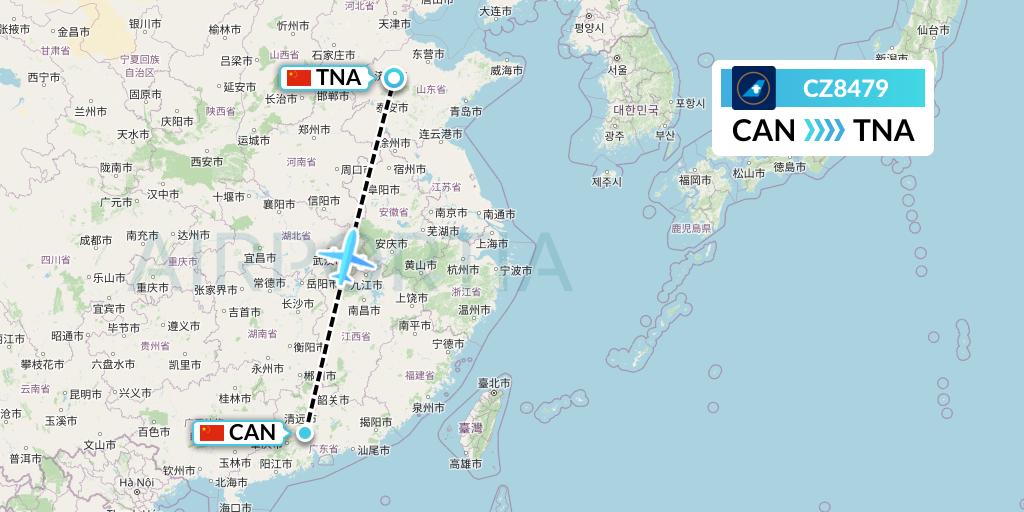 CZ8479 China Southern Airlines Flight Map: Guangzhou to Jinan