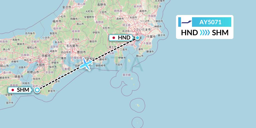 AY5071 Finnair Flight Map: Tokyo to Nanki Shirahama