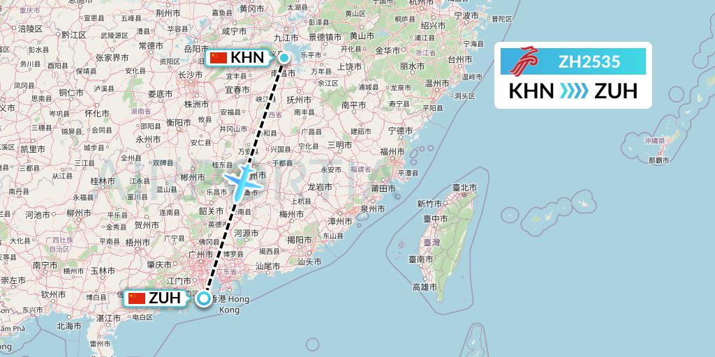 ZH2535 Shenzhen Airlines Flight Map: Nanchang to Zhuhai