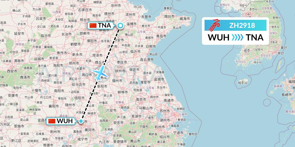 ZH2918 Shenzhen Airlines Flight Map: Wuhan to Jinan
