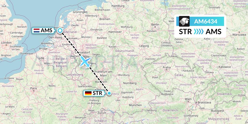 AM6434 Aeromexico Flight Map: Stuttgart to Amsterdam