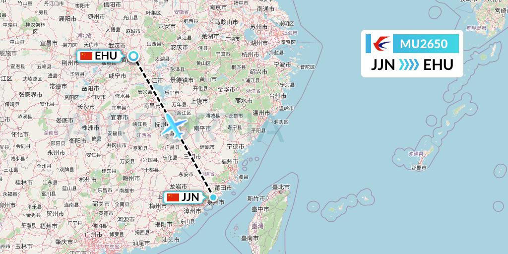 MU2650 China Eastern Airlines Flight Map: Jinjiang to Wuhan