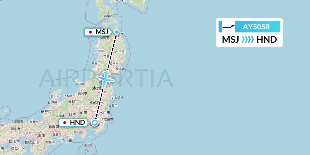 AY5058 Finnair Flight Map: Misawa to Tokyo
