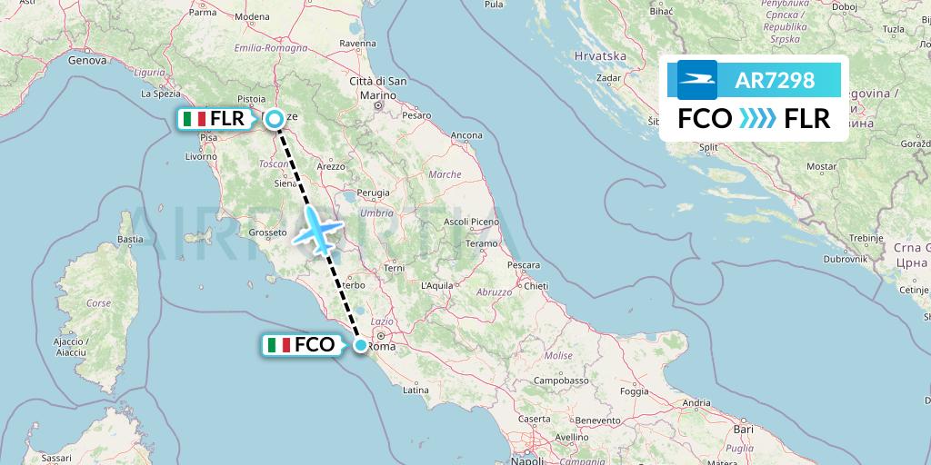 AR7298 Aerolineas Argentinas Flight Map: Rome to Florence