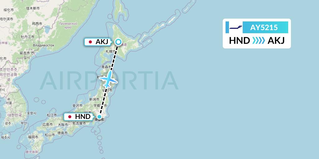 AY5215 Finnair Flight Map: Tokyo to Asahikawa