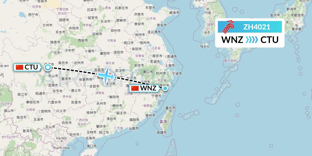 ZH4021 Shenzhen Airlines Flight Map: Wenzhou to Chengdu