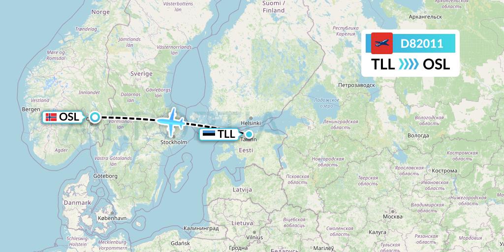 D82011 Norwegian Air International Flight Map: Tallinn to Oslo
