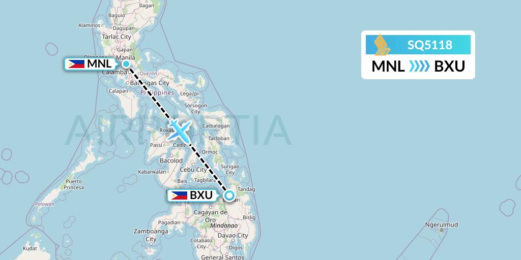 SQ5118 Singapore Airlines Flight Map: Manila to Butuan