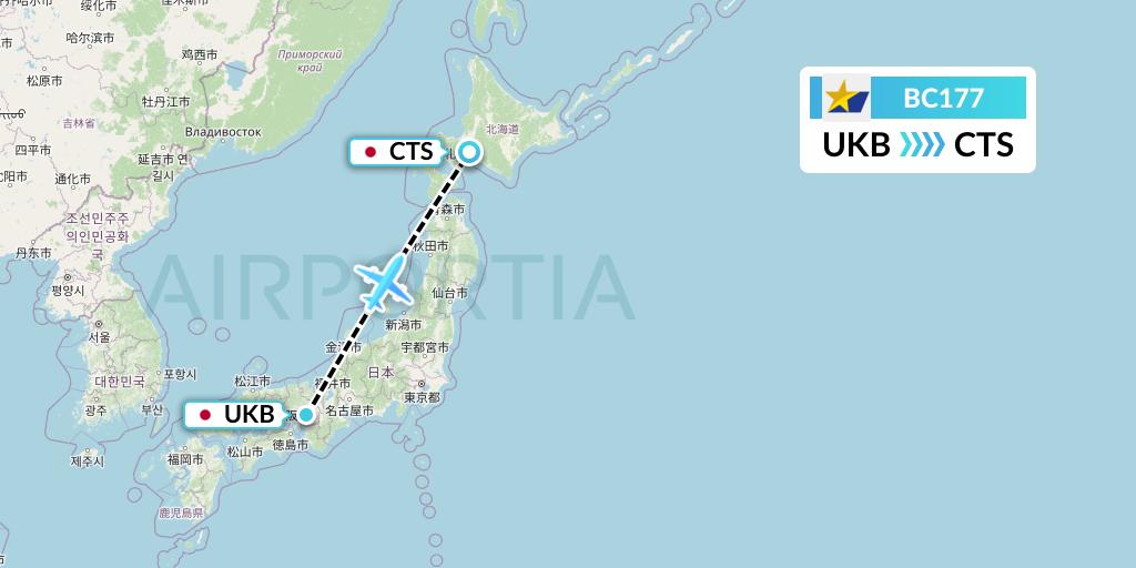 BC177 Skymark Airlines Flight Map: Kobe to Sapporo