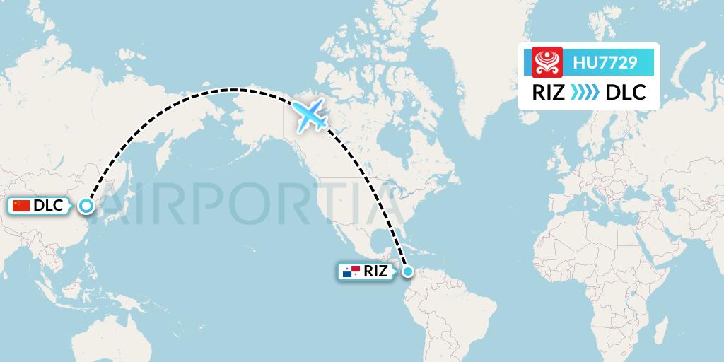 HU7729 Hainan Airlines Flight Map: Rio Alzucar to Dalian
