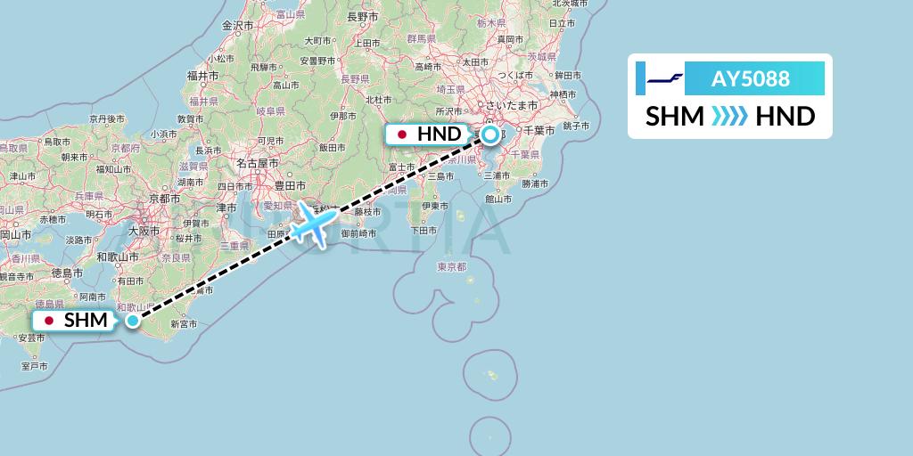AY5088 Finnair Flight Map: Nanki Shirahama to Tokyo