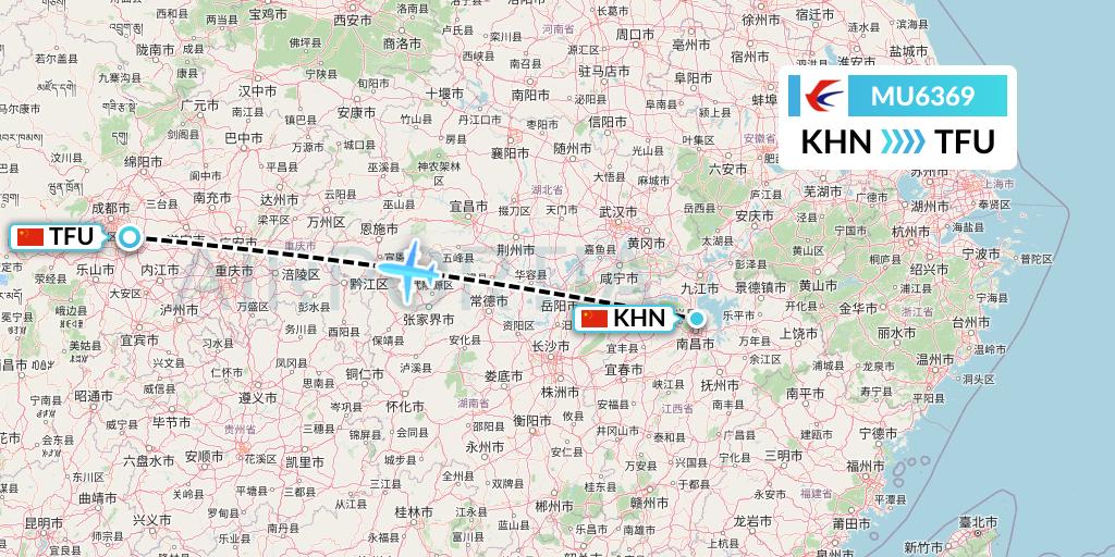 MU6369 China Eastern Airlines Flight Map: Nanchang to Chengdu